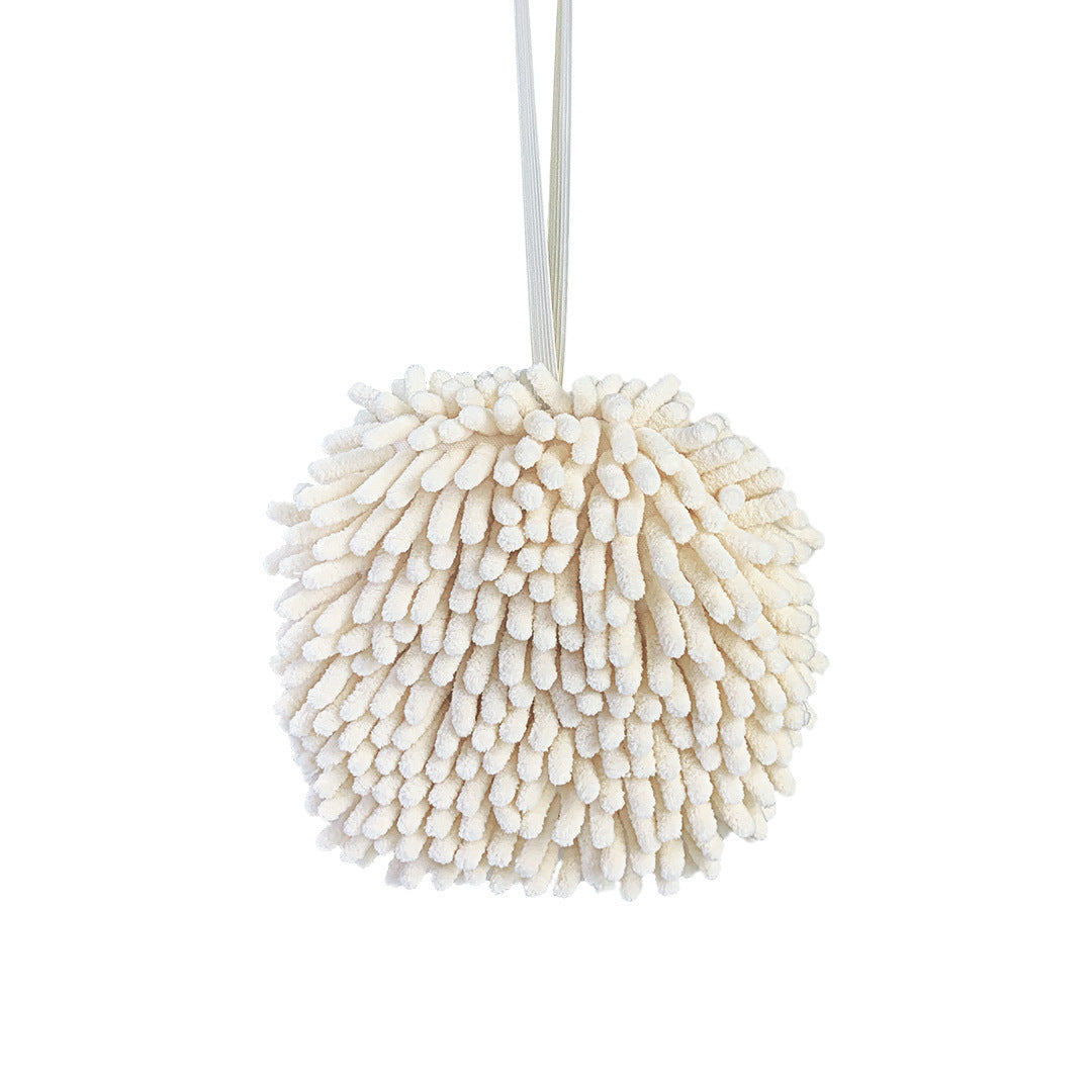 KTX-012883 Super Absorbent Chenille Hanging Hand Towel - Soft, Quick-Drying, Easy to Wash, Beige