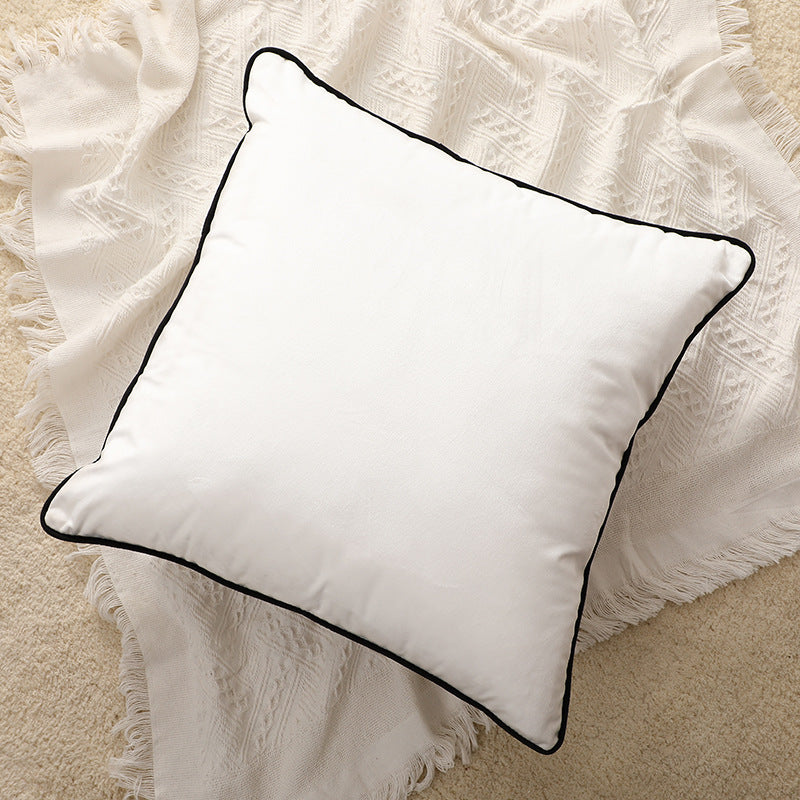 KTX-013459 Solid Color Velvet Pillowcase - Fashion Simple Design in Black or White, 45x45CM