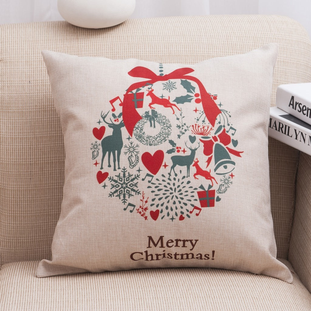 KTX-013587 Christmas-Themed Polyester Pillowcase for Cozy Holiday Decor
