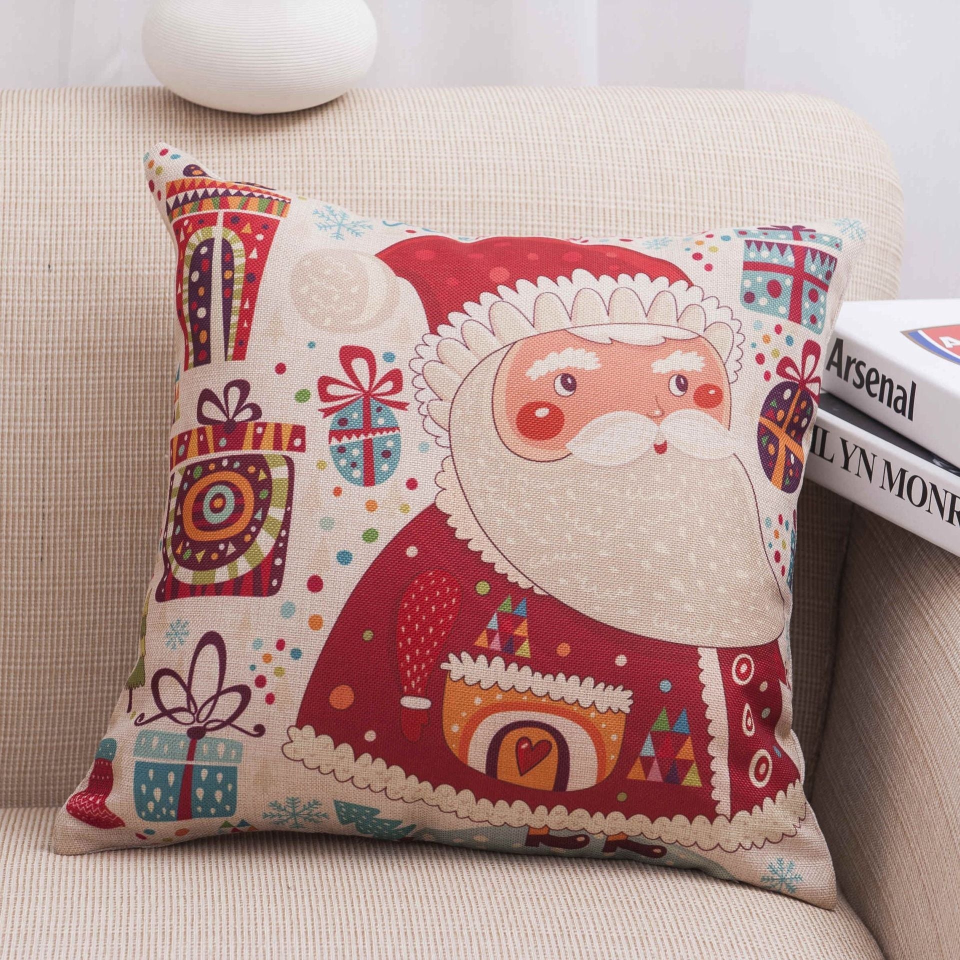KTX-013587 Christmas-Themed Polyester Pillowcase for Cozy Holiday Decor