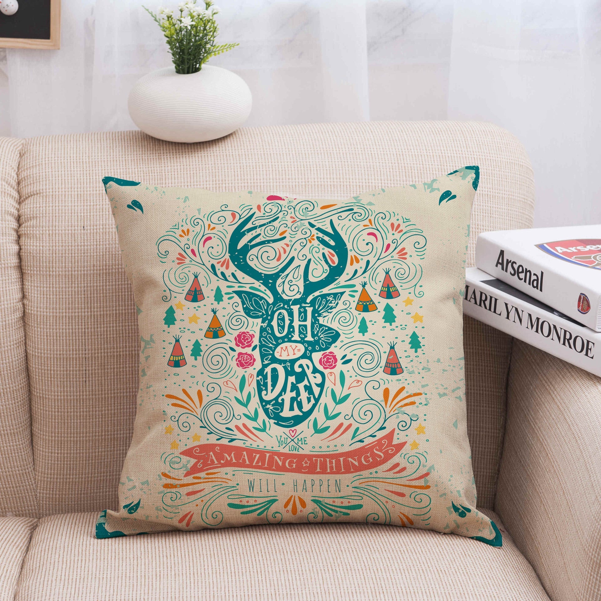 KTX-013587 Christmas-Themed Polyester Pillowcase for Cozy Holiday Decor