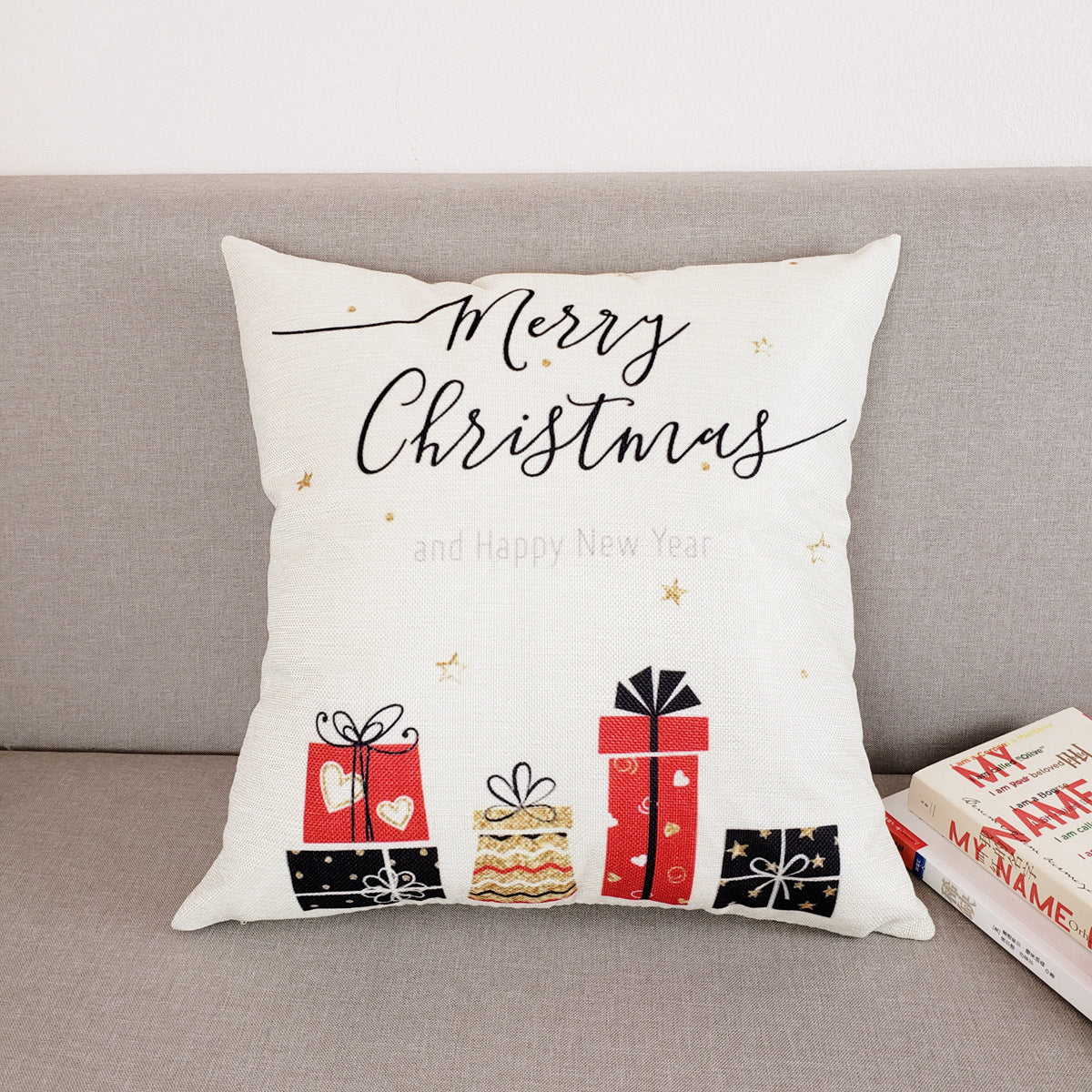 KTX-013587 Christmas-Themed Polyester Pillowcase for Cozy Holiday Decor