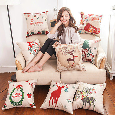 KTX-013587 Christmas-Themed Polyester Pillowcase for Cozy Holiday Decor