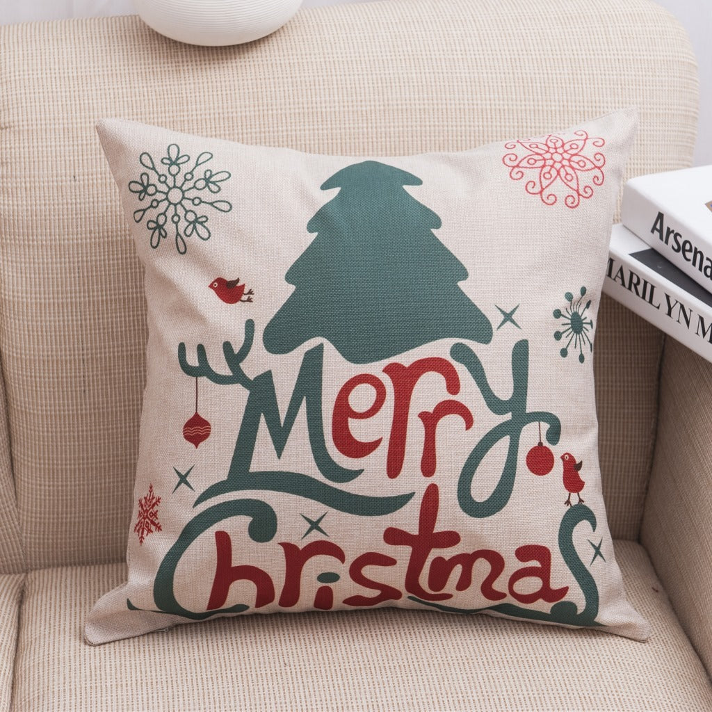 KTX-013587 Christmas-Themed Polyester Pillowcase for Cozy Holiday Decor