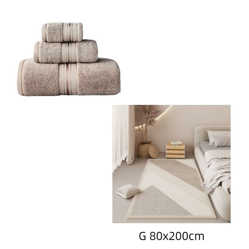 KTX-014035 Cotton Bath Towel Set - 3-Piece Collection with Beach Towel and Square Scarf in Multiple Colors