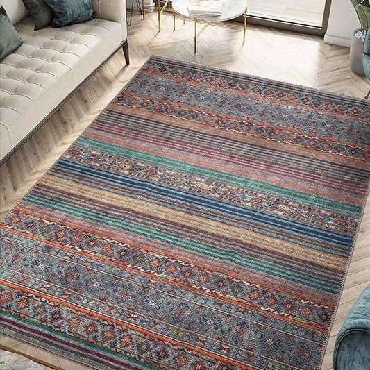 KTX-014355 Bohemian Ethnic Geometric Pattern Crystal Velvet Carpet in Various Sizes