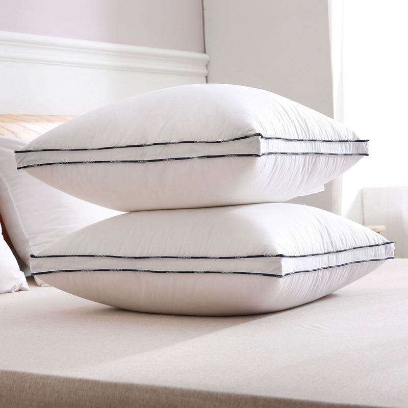 KTX-014611 Luxury Goose Down Feather Pillow Cushion - Soft Cotton Cover, Comfortable Support