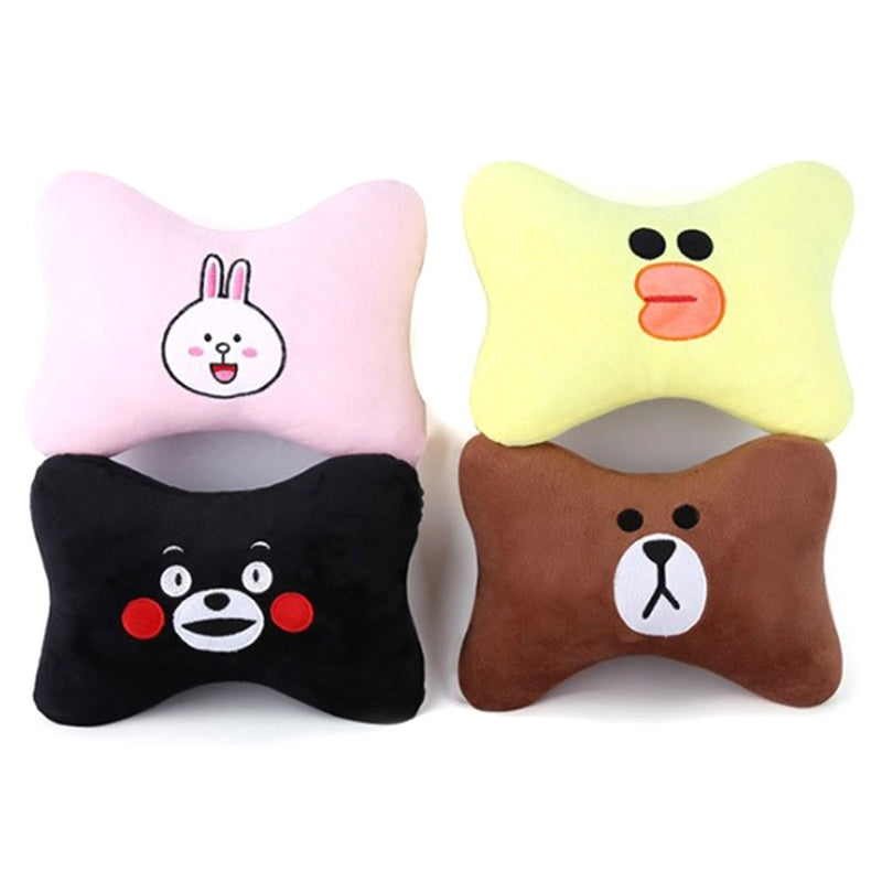 KTX-014739 Car Cervical Spine Neck Pillow - Plush Seat Decoration in Black and Brown