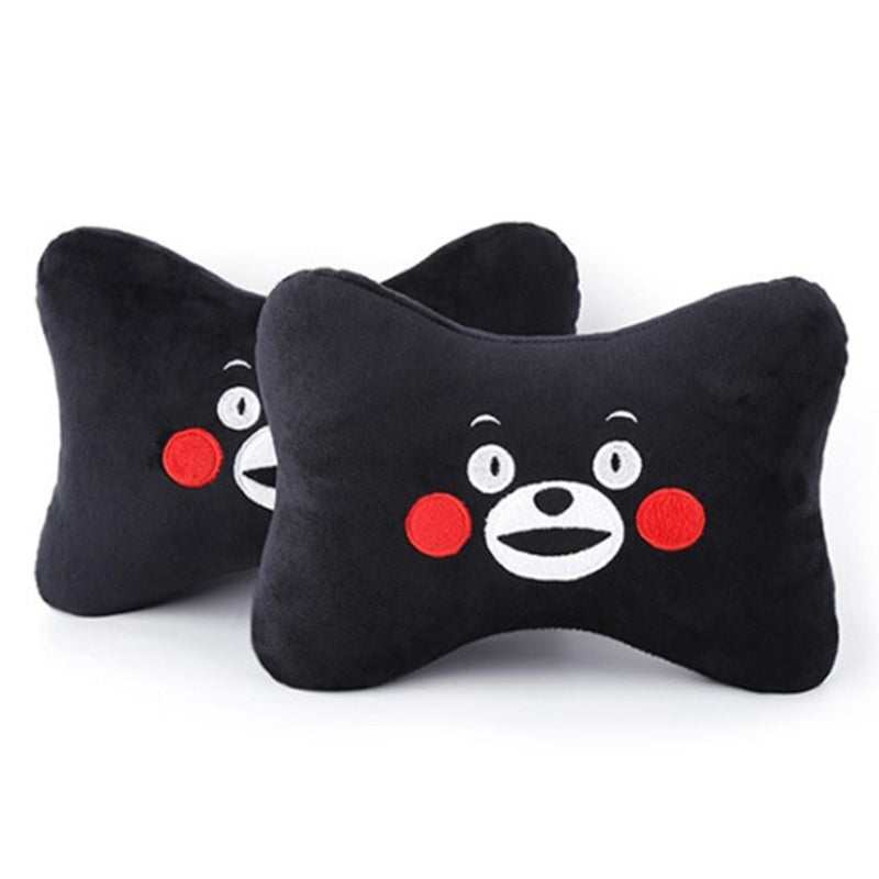 KTX-014739 Car Cervical Spine Neck Pillow - Plush Seat Decoration in Black and Brown