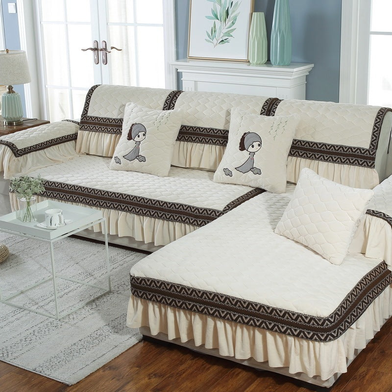 KTX-016659 Thick Plush Sofa Cover for Universal Combination Sofas in Multiple Elegant Colors