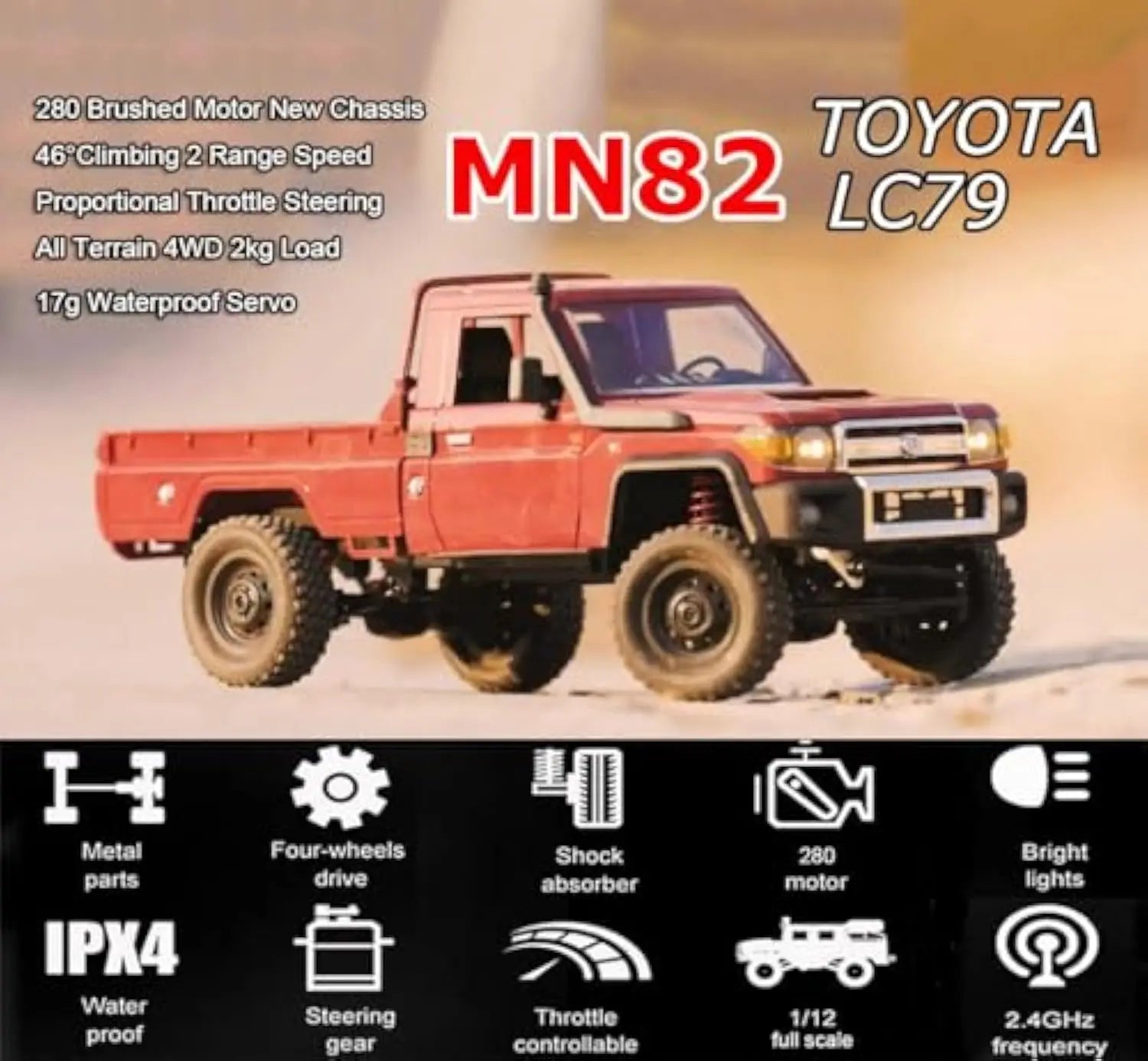 1/12 Scale 4WD Remote Control Pickup Truck Off-Road Vehicle for Indoor and Outdoor Fun