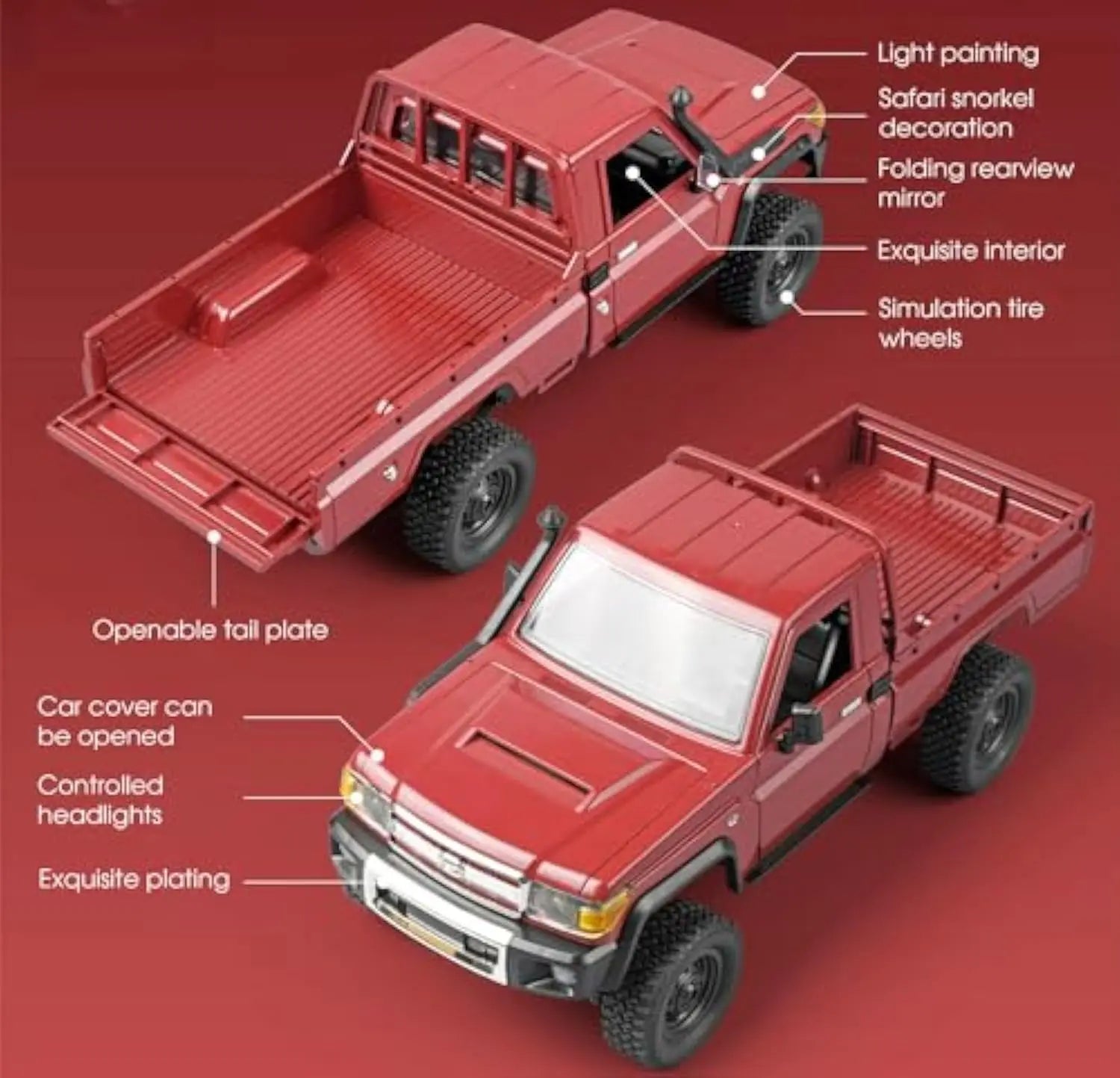 1/12 Scale 4WD Remote Control Pickup Truck Off-Road Vehicle for Indoor and Outdoor Fun