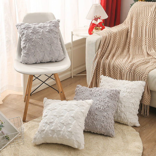 KTX-017235 Modern Minimalist Plush Sofa Pillow Covers - Solid Color 45x45cm, Various Designs