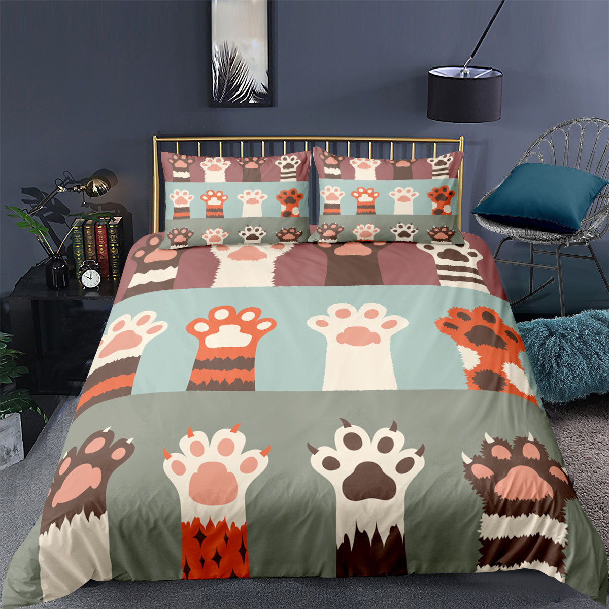 KTX-018899 Cartoon Animal Kitten 3D Digital Printing Duvet Cover and Pillowcase Set - Multiple Sizes Available