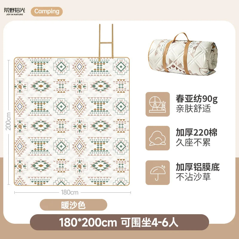 KTX-020563 Versatile Large Waterproof Green Oxford Cloth Mat for Outdoor Activities, Hiking, and Picnics