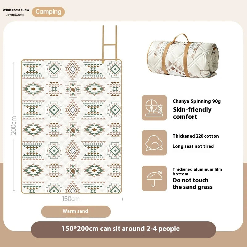 KTX-020563 Versatile Large Waterproof Green Oxford Cloth Mat for Outdoor Activities, Hiking, and Picnics