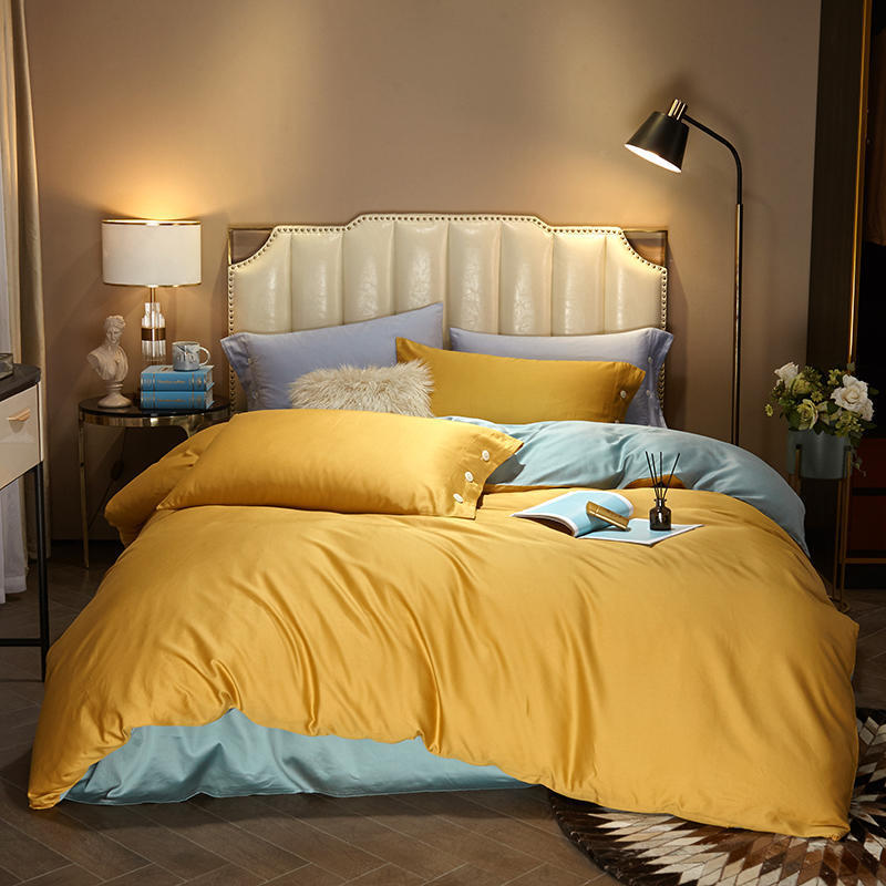 KTX-021203 Modern Plain Stitching 60 Pure Double Double Cotton Four-Piece Bedding Set - Available in Multiple Color Combinations