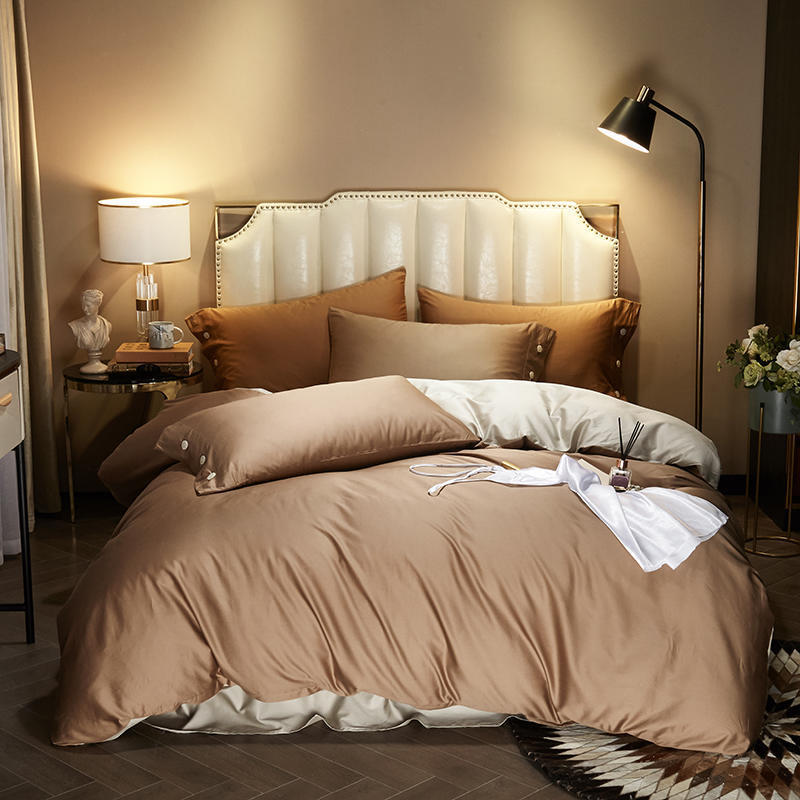 KTX-021203 Modern Plain Stitching 60 Pure Double Double Cotton Four-Piece Bedding Set - Available in Multiple Color Combinations