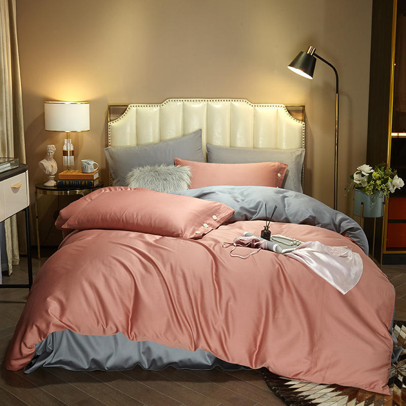 KTX-021203 Modern Plain Stitching 60 Pure Double Double Cotton Four-Piece Bedding Set - Available in Multiple Color Combinations