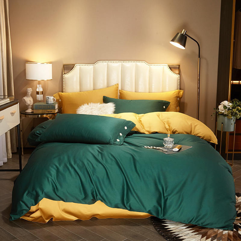 KTX-021203 Modern Plain Stitching 60 Pure Double Double Cotton Four-Piece Bedding Set - Available in Multiple Color Combinations