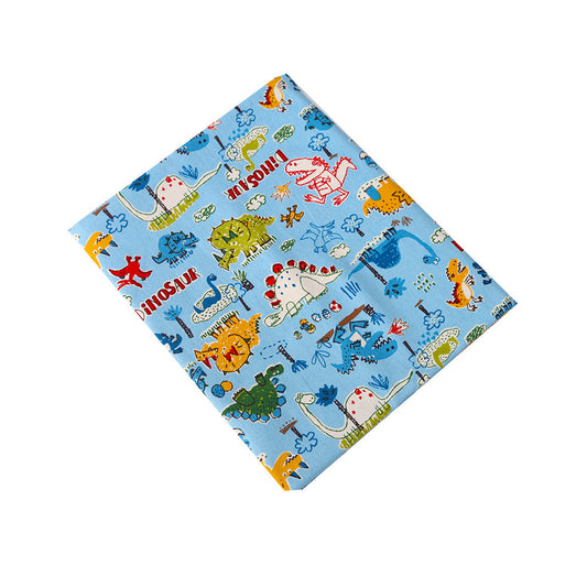 KTX-022035 Cotton Canvas DIY Fabric featuring Cute Cartoon Dinosaurs - Available in Blue and White, 110CMx45CM