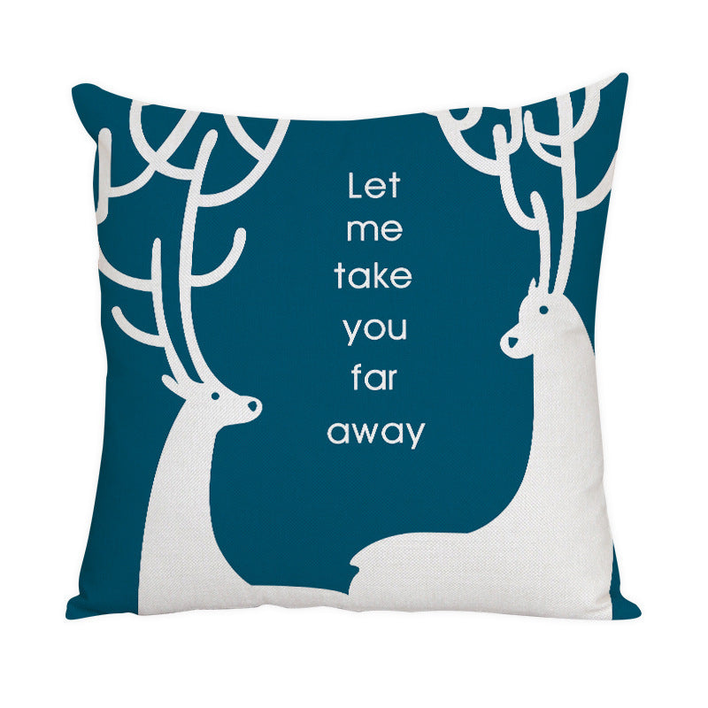 KTX-022163 Nordic Style Cute Animal Pattern Peach Skin Fabric Pillow Cover 45x45cm