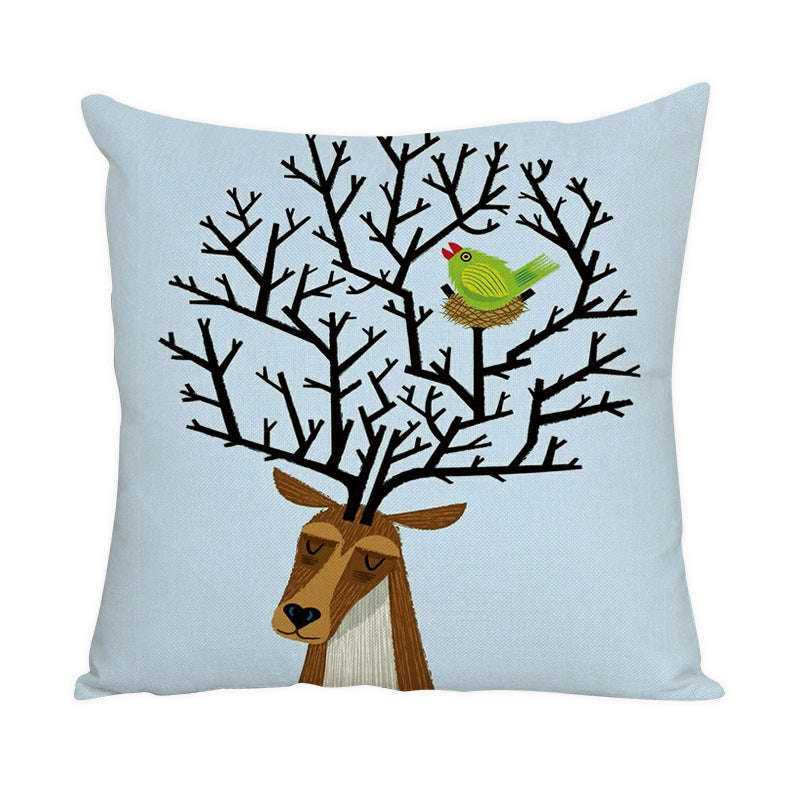 KTX-022163 Nordic Style Cute Animal Pattern Peach Skin Fabric Pillow Cover 45x45cm