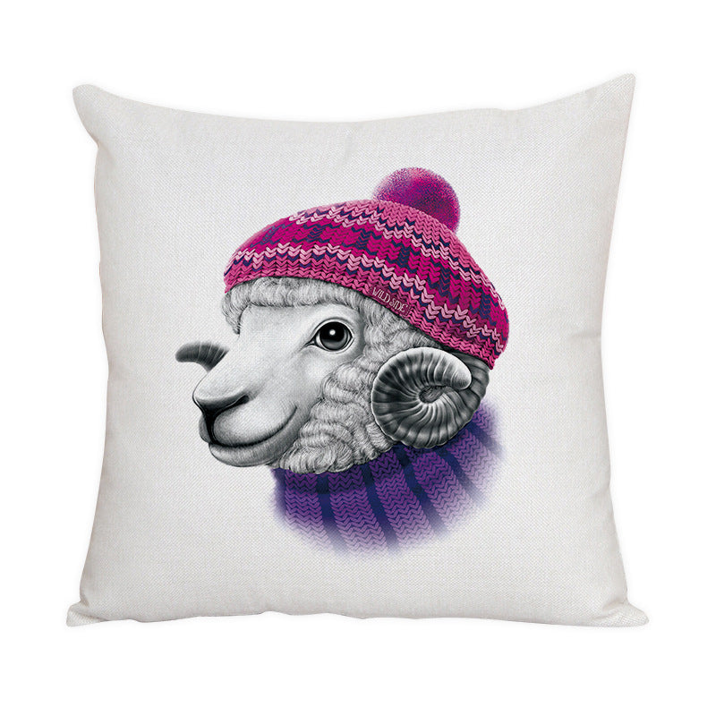 KTX-022163 Nordic Style Cute Animal Pattern Peach Skin Fabric Pillow Cover 45x45cm