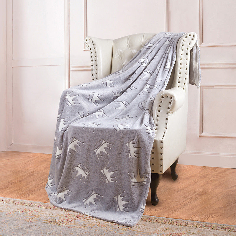 KTX-022355 Double-Sided Fluorescent Flannel Blanket - Soft Polyester, 152x127CM, Multiple Color Designs Available