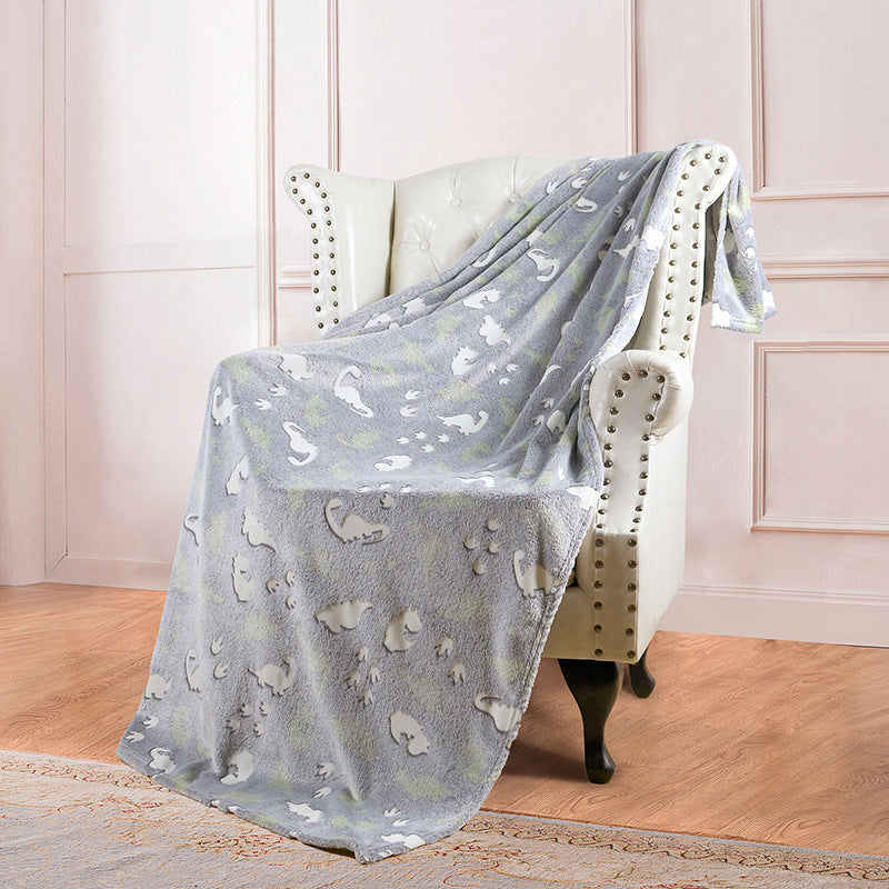 KTX-022355 Double-Sided Fluorescent Flannel Blanket - Soft Polyester, 152x127CM, Multiple Color Designs Available