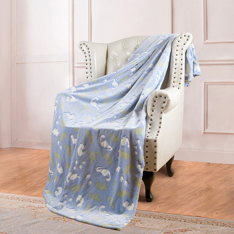 KTX-022355 Double-Sided Fluorescent Flannel Blanket - Soft Polyester, 152x127CM, Multiple Color Designs Available