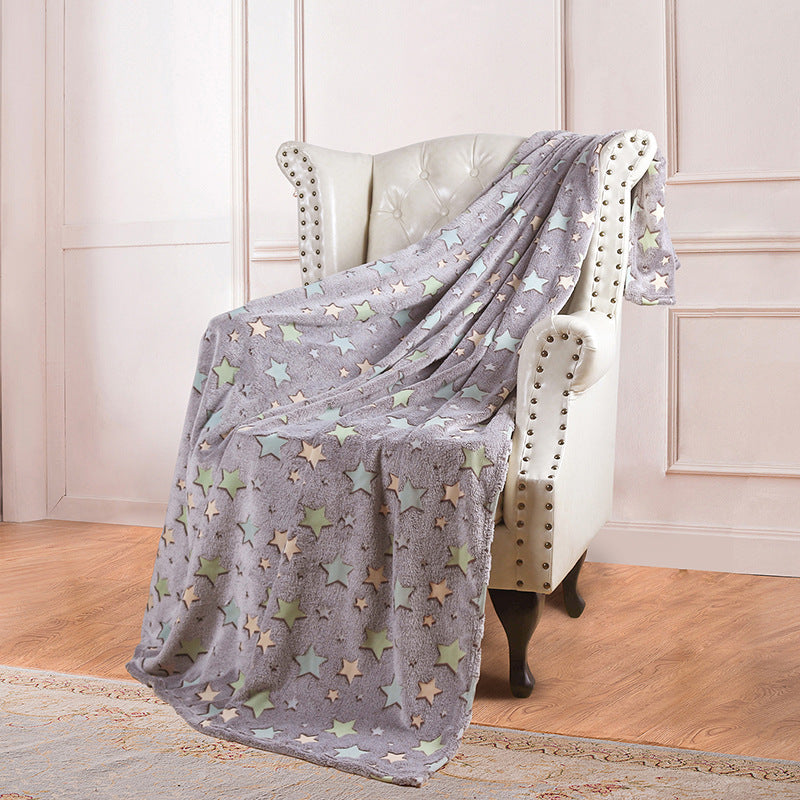 KTX-022355 Double-Sided Fluorescent Flannel Blanket - Soft Polyester, 152x127CM, Multiple Color Designs Available