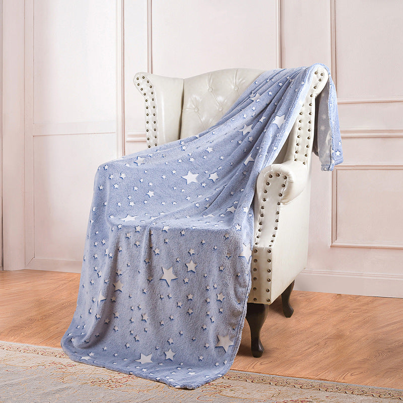 KTX-022355 Double-Sided Fluorescent Flannel Blanket - Soft Polyester, 152x127CM, Multiple Color Designs Available