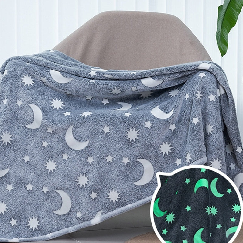 KTX-022355 Double-Sided Fluorescent Flannel Blanket - Soft Polyester, 152x127CM, Multiple Color Designs Available