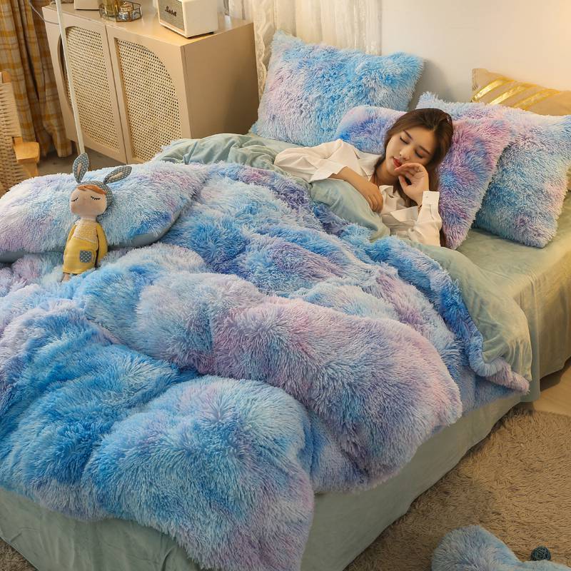 KTX-022675 Mink Velvet Four-Piece Bedding Set with Hidden Zipper and Corner Straps