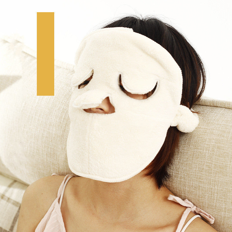 KTX-022931 Hydrating Facial Cold Compress Towel - Soft Coral Fleece, Off-White, 24x24 cm