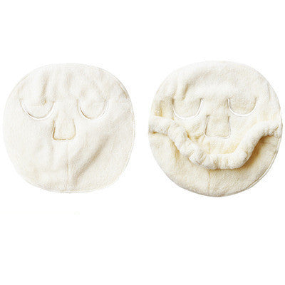 KTX-022931 Hydrating Facial Cold Compress Towel - Soft Coral Fleece, Off-White, 24x24 cm