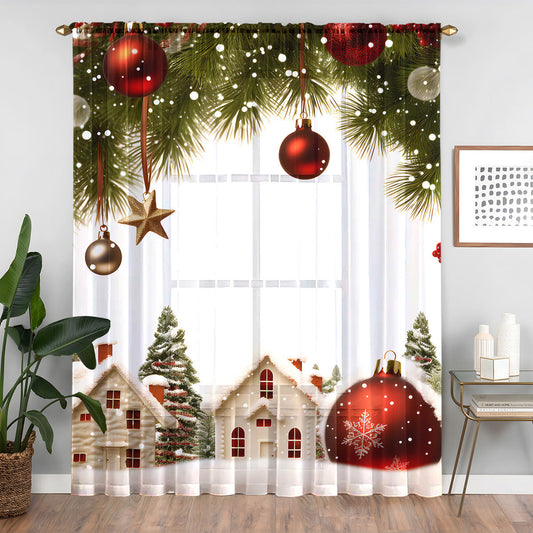 KTX-023059 Christmas Series Polyester Window Screen - Half Shade Digital Print, Various Sizes