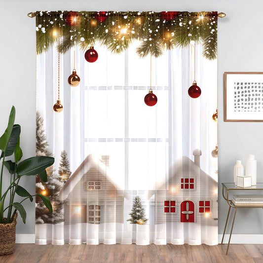 KTX-023059 Christmas Series Polyester Window Screen - Half Shade Digital Print, Various Sizes