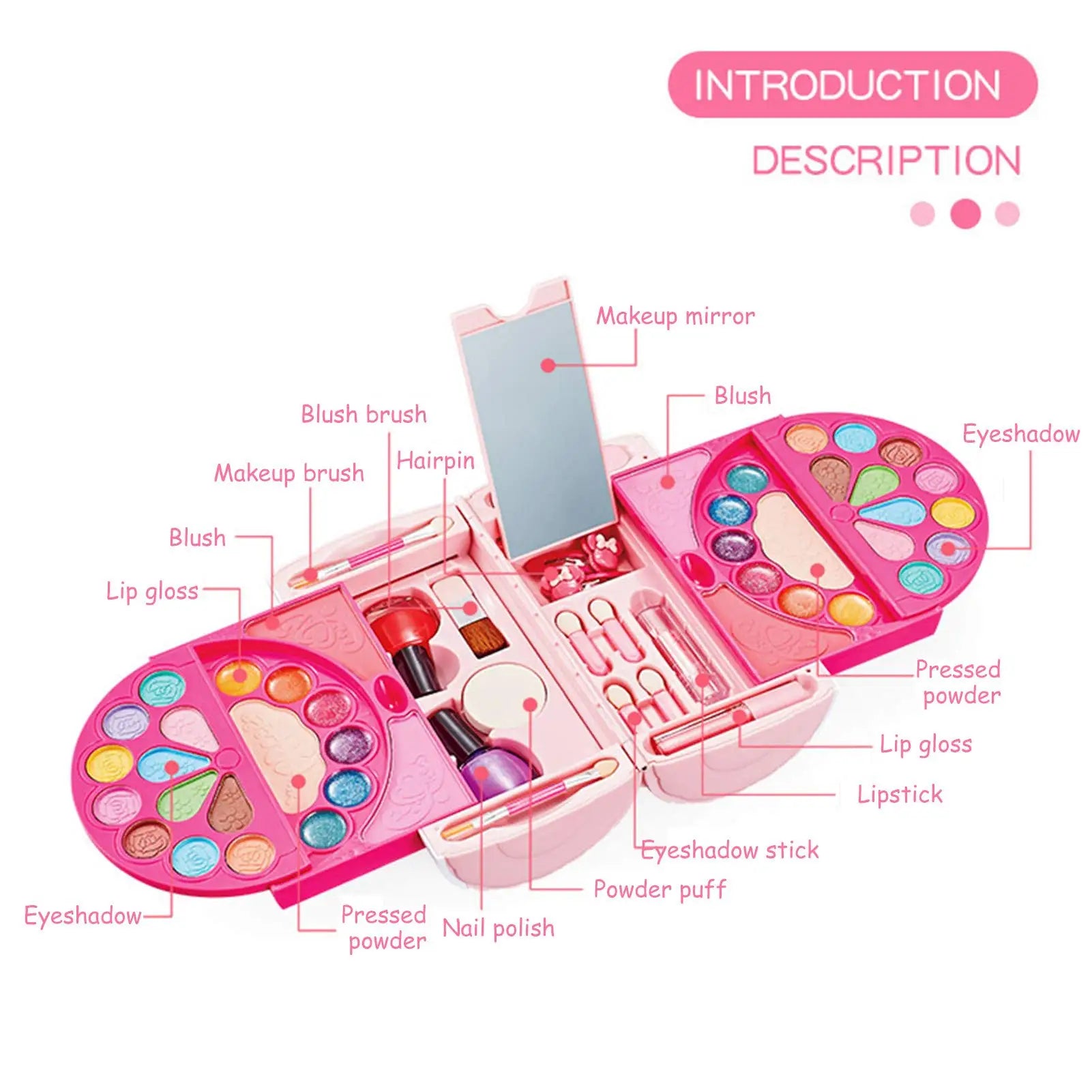 KTX-023187 Kids Pretend Makeup Toy Set - Water-soluble Cosmetics for Creative Play, Ages 2-13