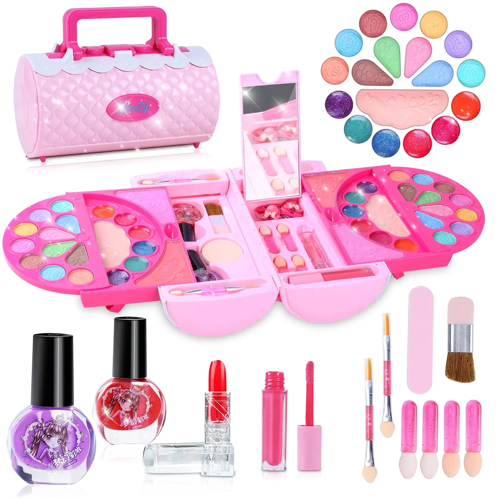 KTX-023187 Kids Pretend Makeup Toy Set - Water-soluble Cosmetics for Creative Play, Ages 2-13