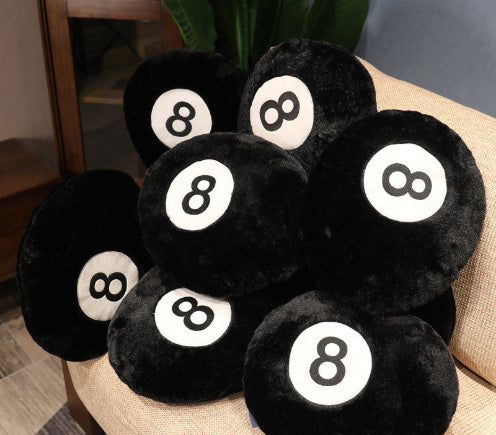 KTX-023315 Black Billiards Plush Pillow Toy Cushion for Sofa, 35cm