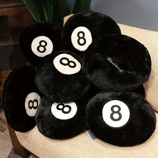 KTX-023315 Black Billiards Plush Pillow Toy Cushion for Sofa, 35cm
