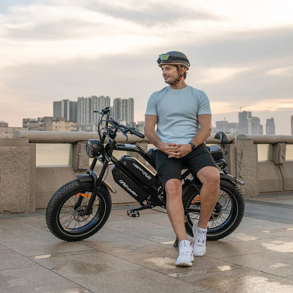 KTX-023443 HappyRun G70 Fast Electric Cargo Bike with 2000W Dual Battery and 48V System