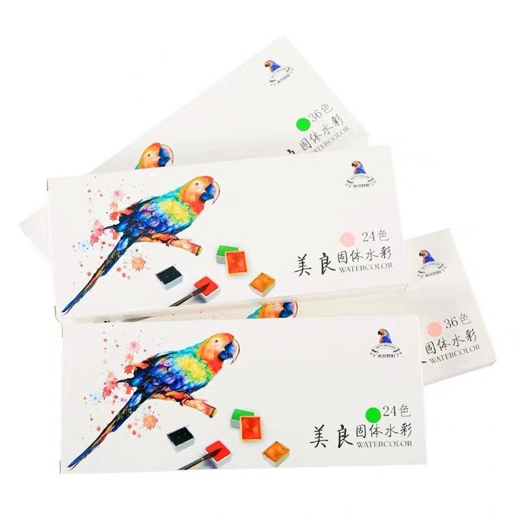 KTX-023443 Meiliang Solid Watercolor Paint Set - Available in 24 or 36 Vibrant Colors, Environmentally Friendly and Non-Toxic