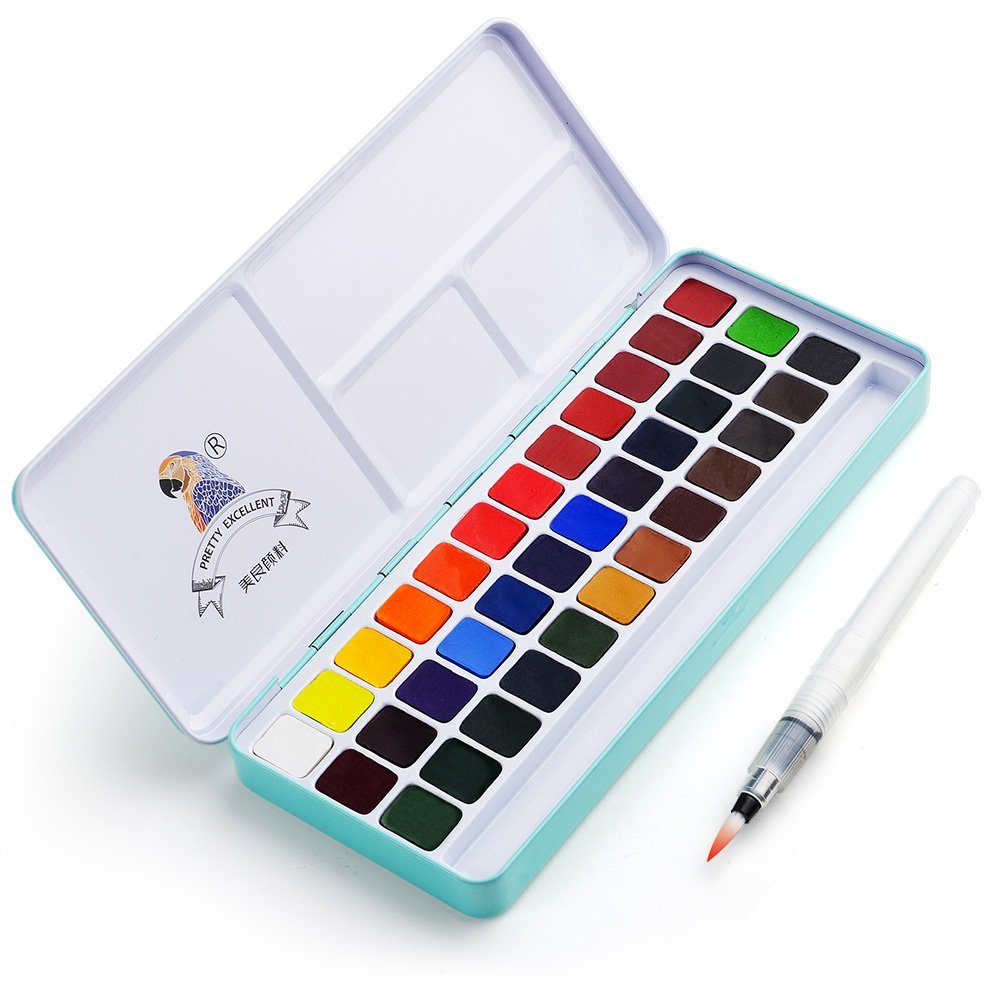 KTX-023443 Meiliang Solid Watercolor Paint Set - Available in 24 or 36 Vibrant Colors, Environmentally Friendly and Non-Toxic