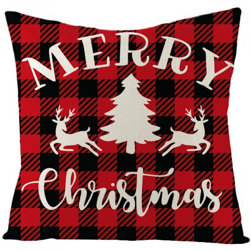 KTX-024339 Christmas-Themed Cartoon Anime Linen Pillowcase, Modern Simple Design, 45x45cm