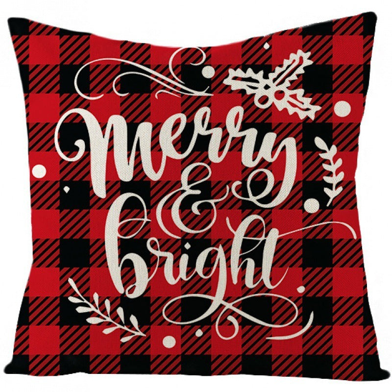 KTX-024339 Christmas-Themed Cartoon Anime Linen Pillowcase, Modern Simple Design, 45x45cm