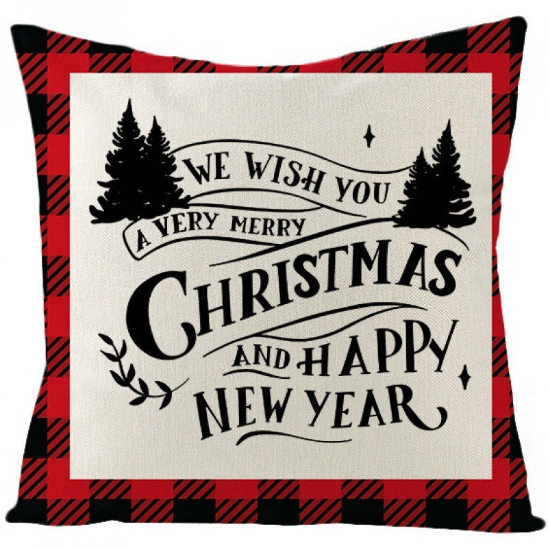 KTX-024339 Christmas-Themed Cartoon Anime Linen Pillowcase, Modern Simple Design, 45x45cm
