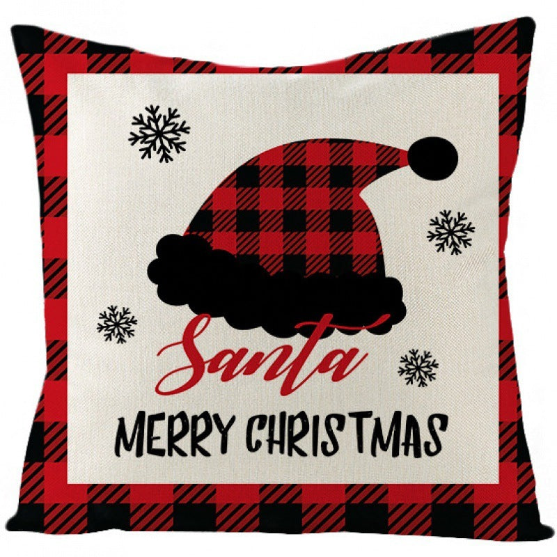 KTX-024339 Christmas-Themed Cartoon Anime Linen Pillowcase, Modern Simple Design, 45x45cm